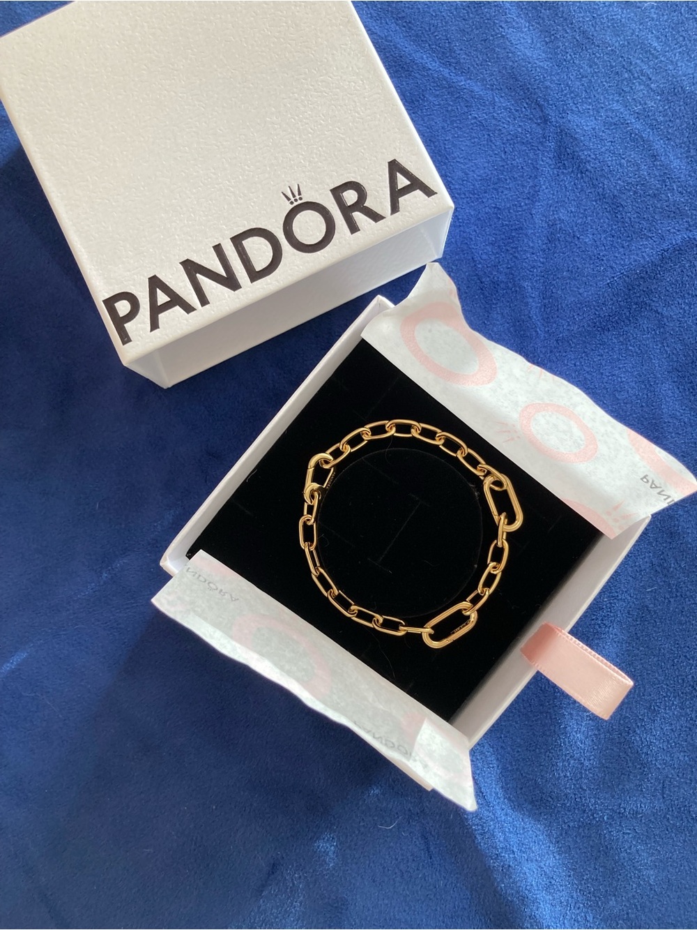 Pandora Gold Paperclip Chain Bracelet - Polished Gold Links